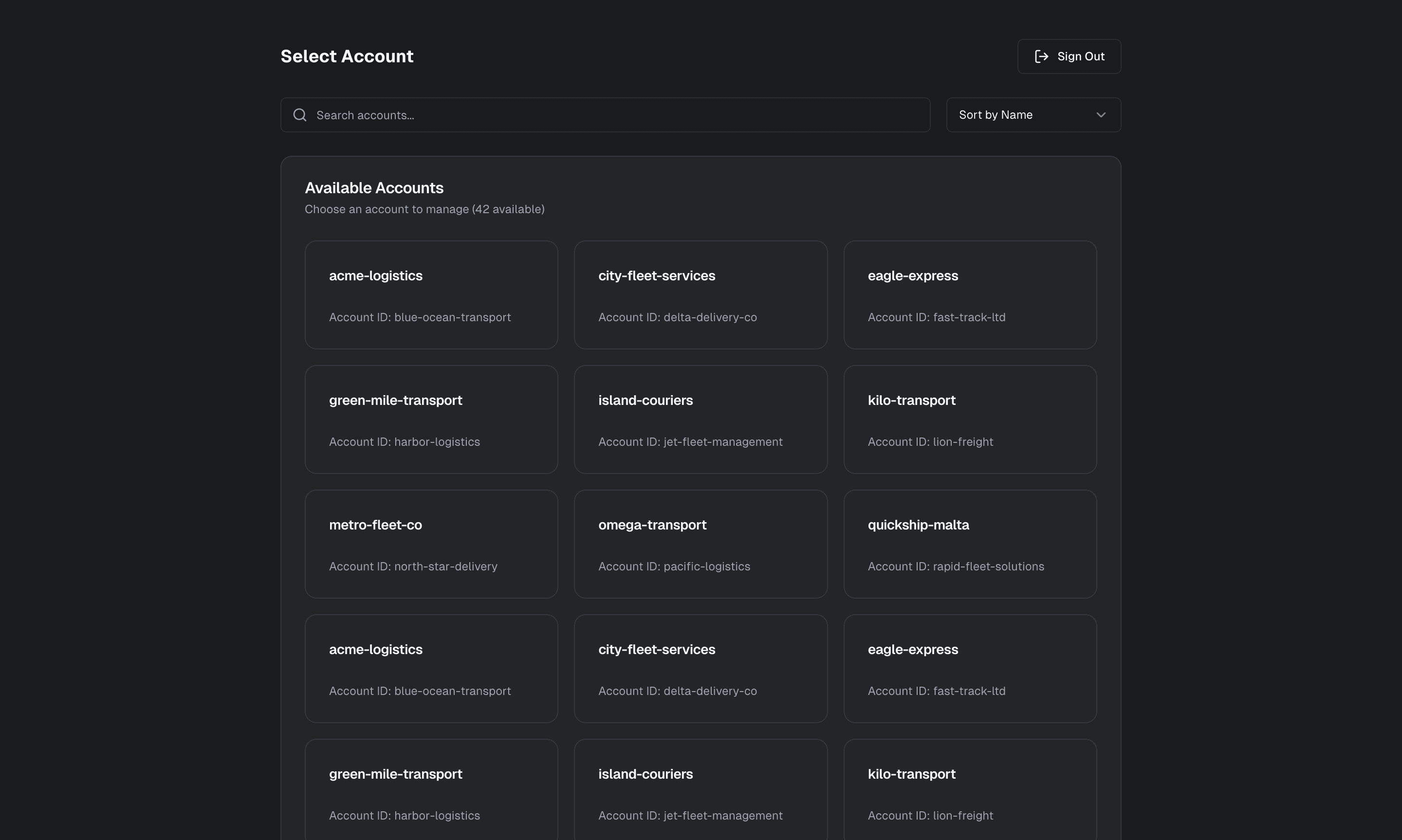 The account picker, shown when your email belongs to more than one account