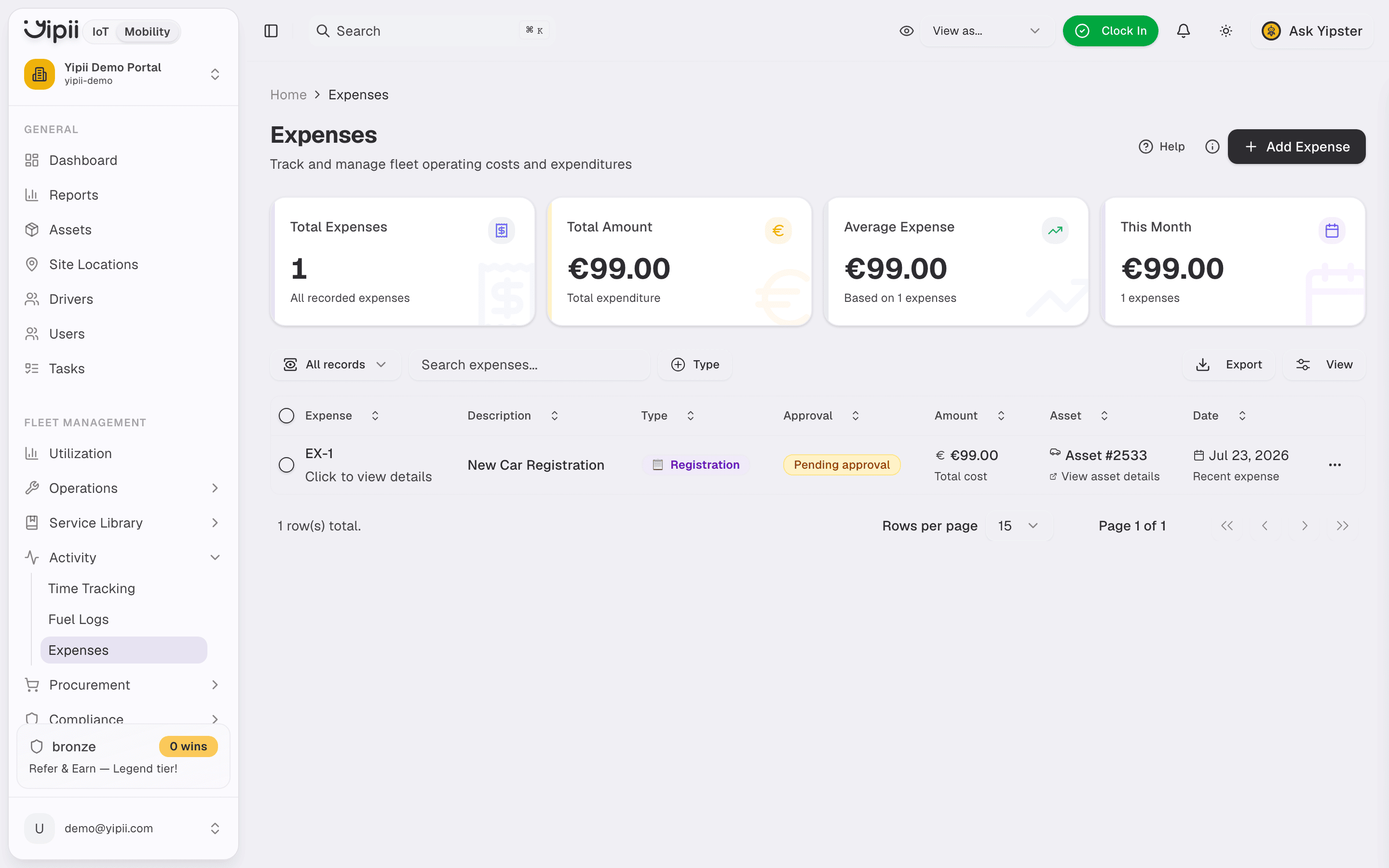 Expenses list - Desktop