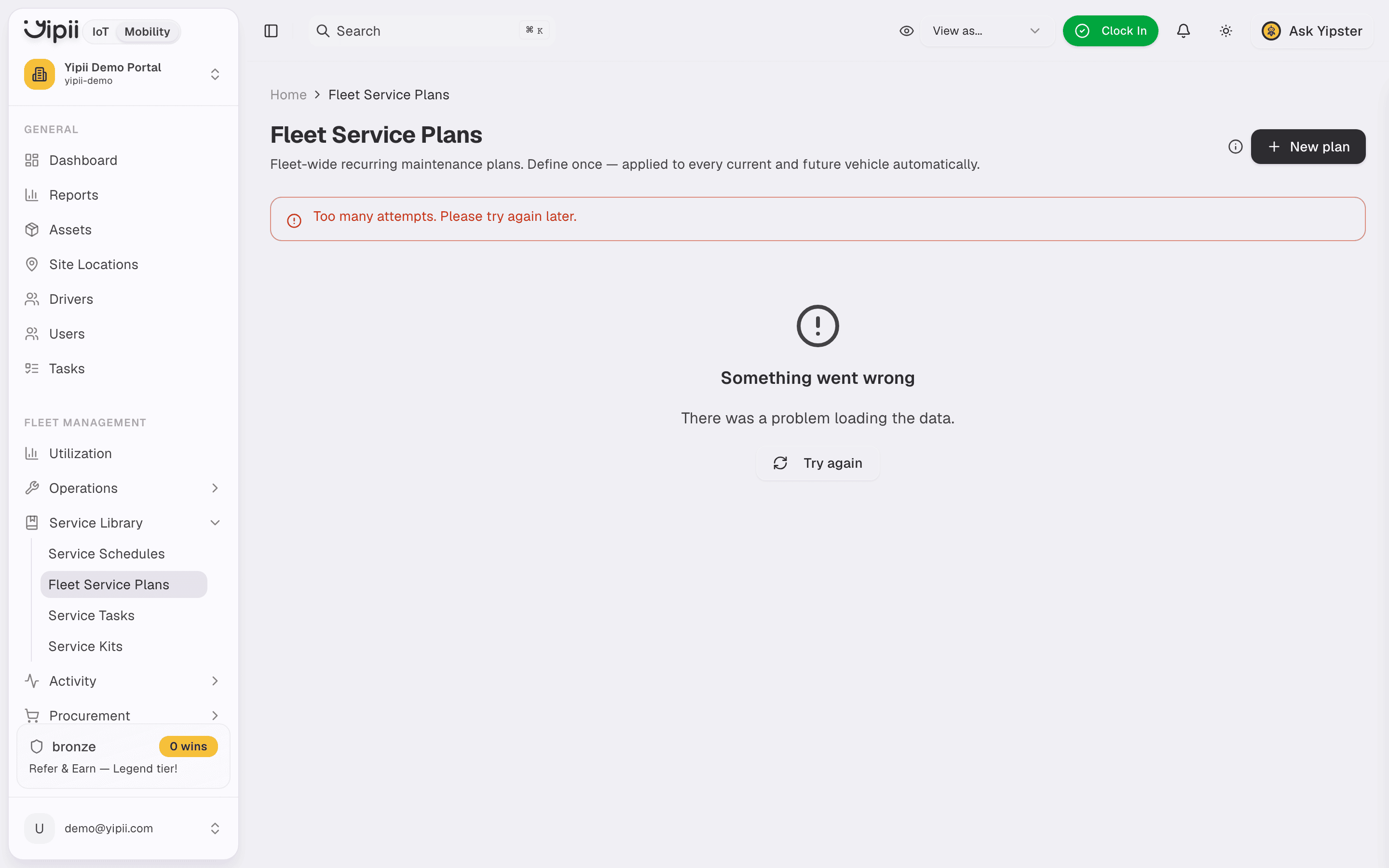 Fleet service plans list