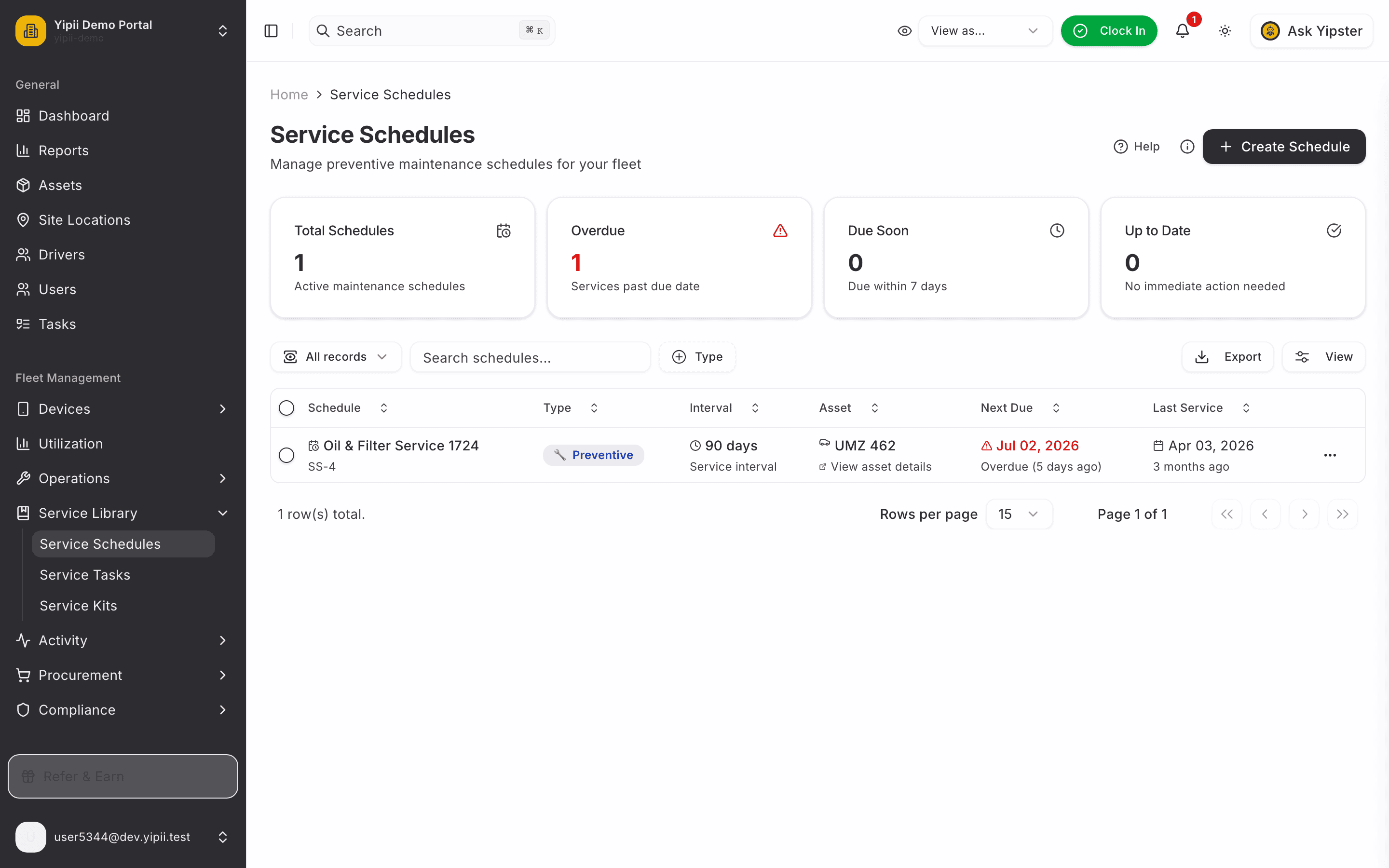 Schedule overdue - desktop