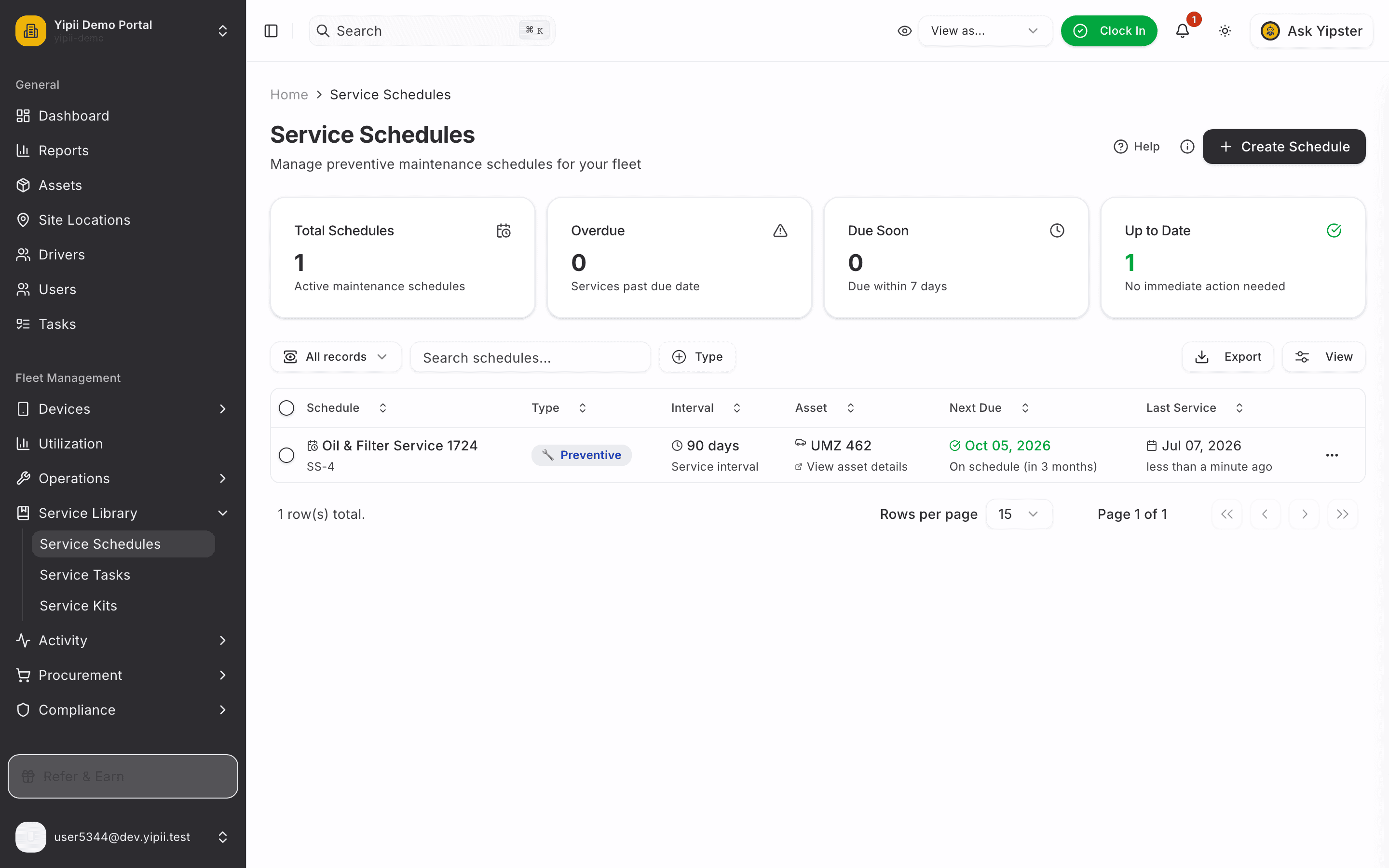 Schedule reset - desktop