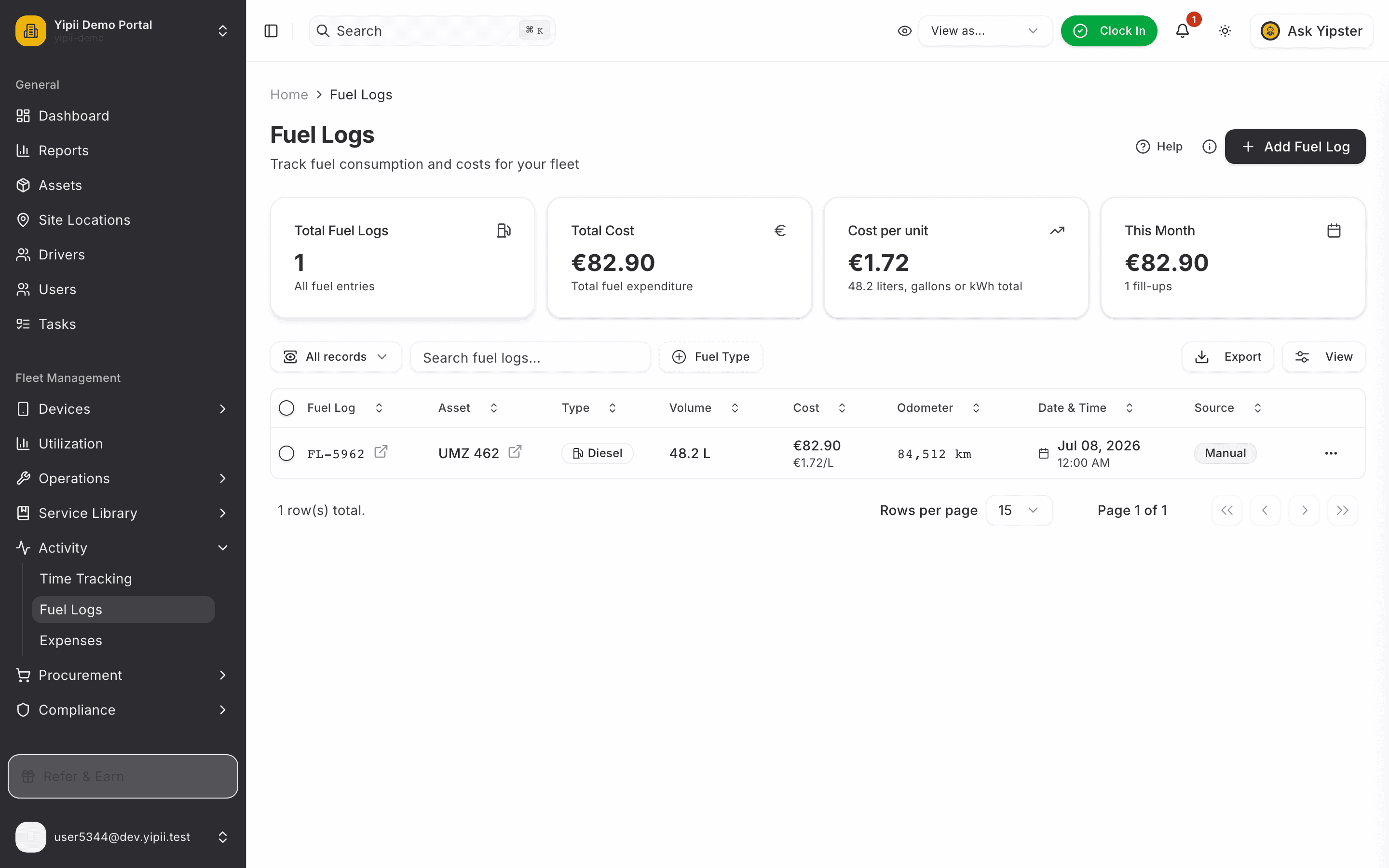 Fill-up on board - desktop