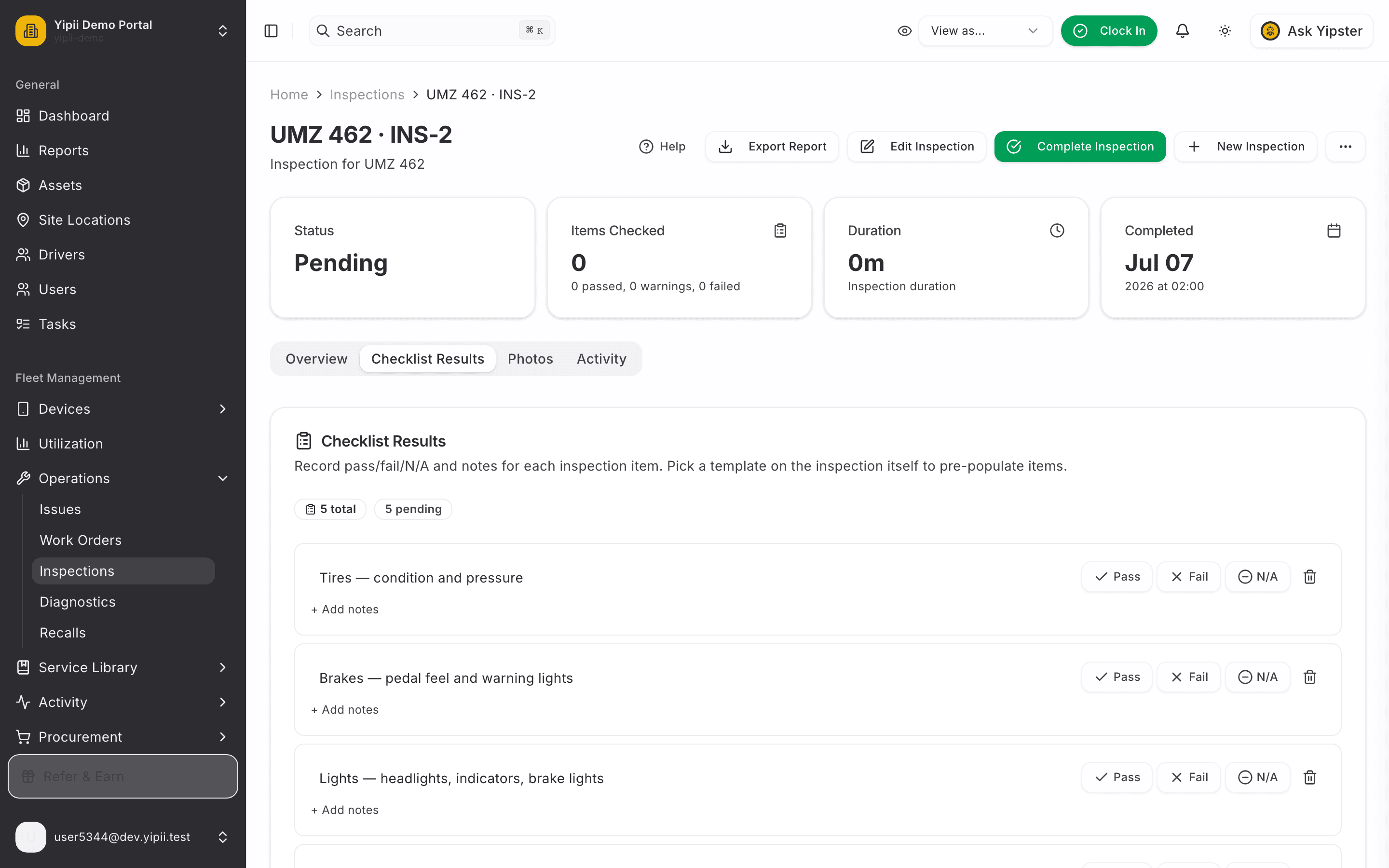 Checklist loaded from template - desktop