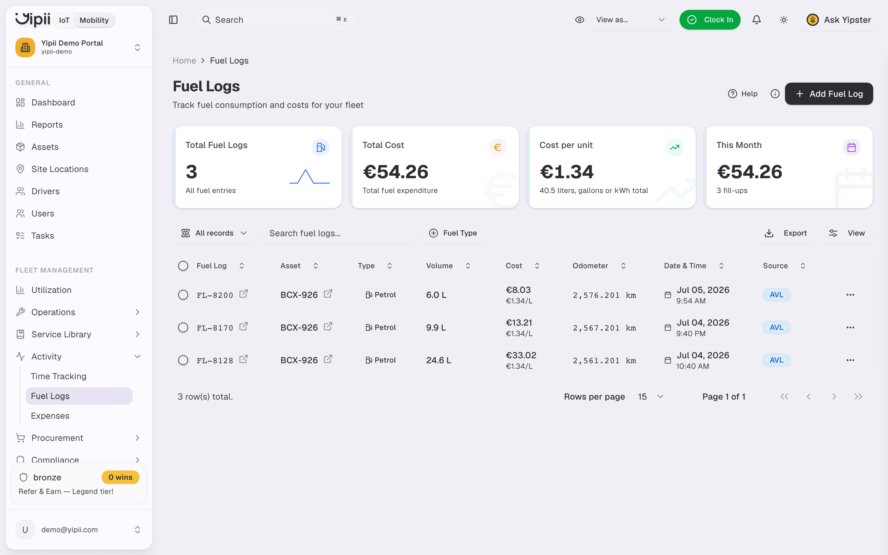 Fuel logs - Desktop