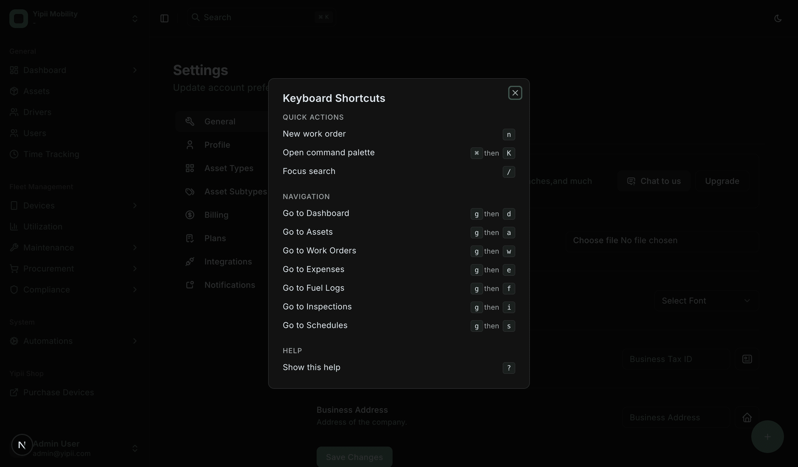 Keyboard shortcuts overlay
